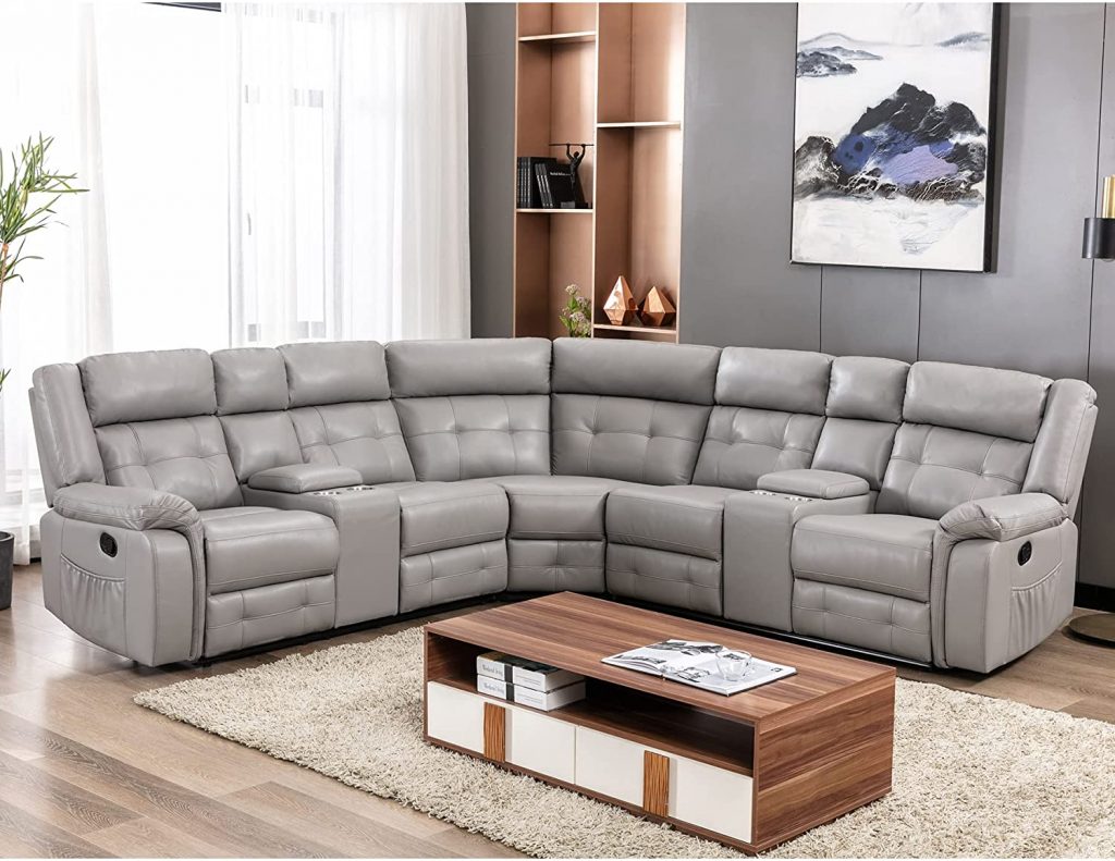 Nathaniel Home Sectional PU Leather Corner Recliner Sofa