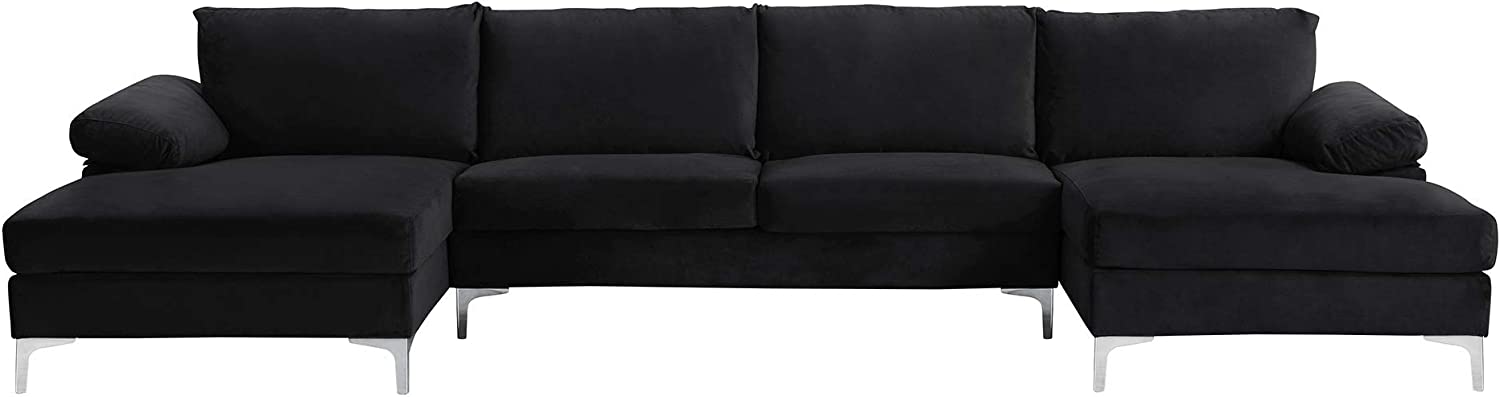 Modern Large Velvet Fabric U-Shape Sectional Sofa